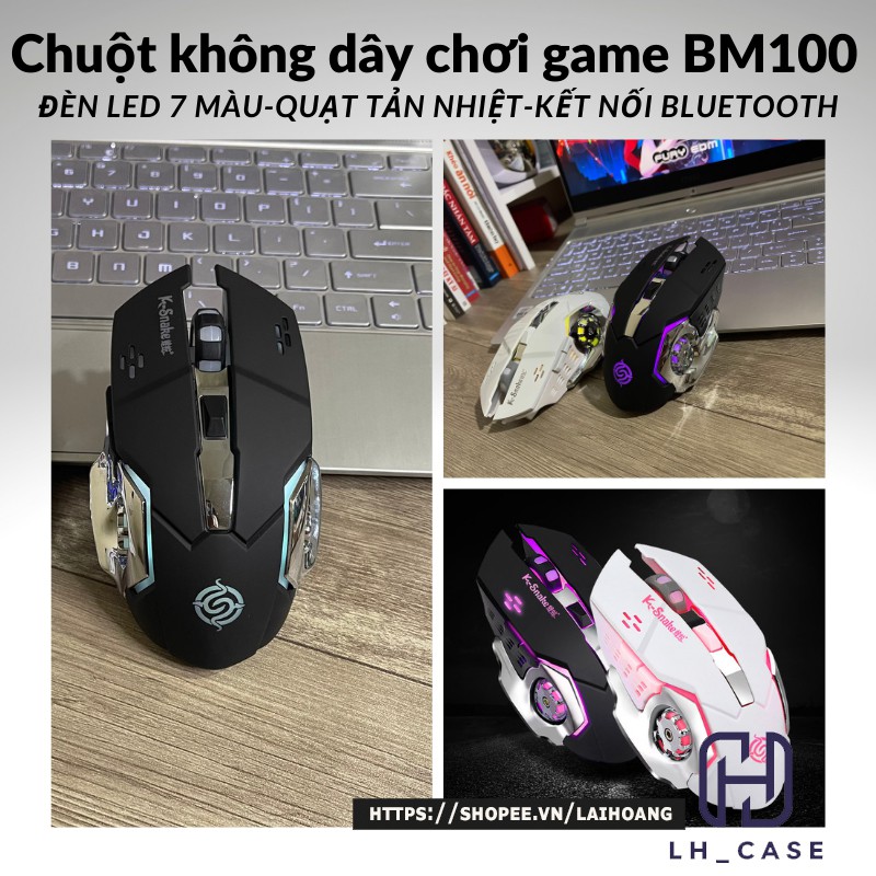 Chuột không dây chơi game BM100 chính hãng K-Snake có đèn Led đổi 7 màu-quạt tản nhiệt-thiết kế chống tiếng ồn