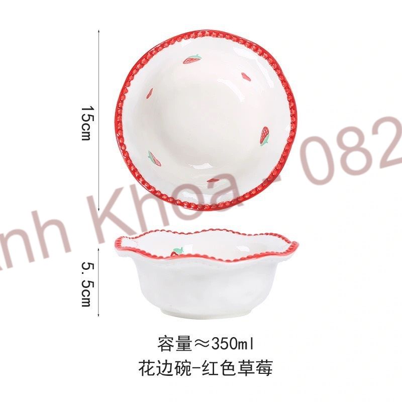 Bát Ăn Cơm Họa tiết xinh yêu, Chén Sứ Tô Salad, Tô lượn Bát Ăn Dặm Cho Bé Chén Dĩa Decor Dễ Thương