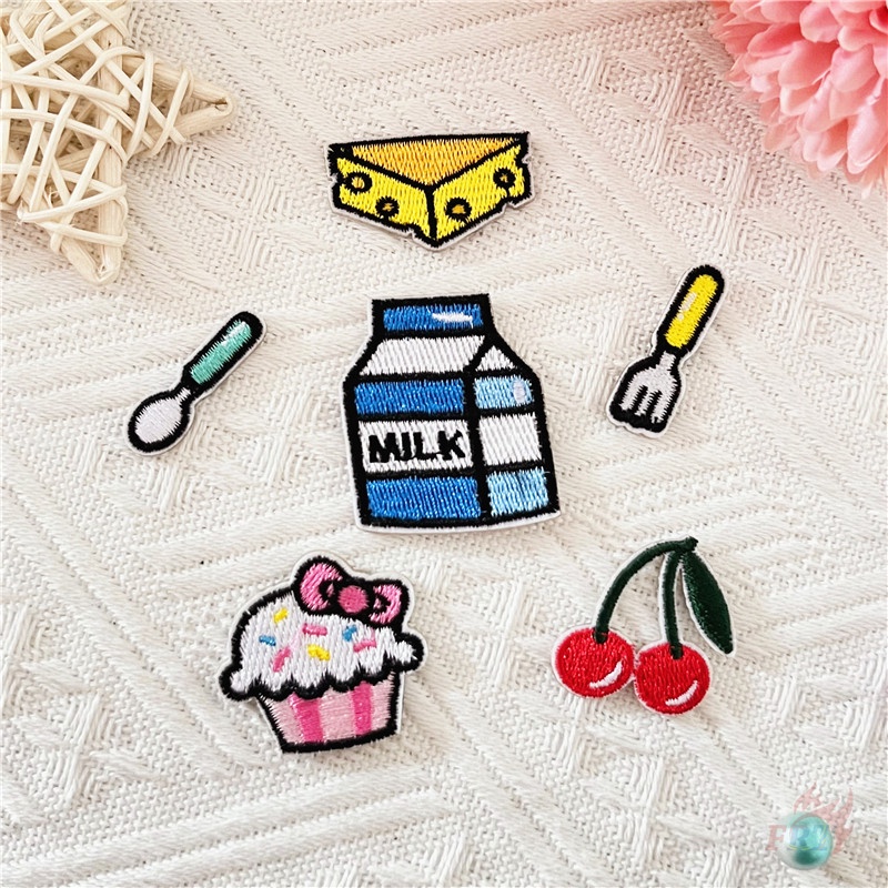 ☸ Thời Gian Tráng Miệng - Miếng Dán Tự Dính Hình Cherry / Cupcake / Phô Mai / Sữa ☸ 1 Miếng Dán Ủi Quần Áo Hình Chim Hồng Hạc