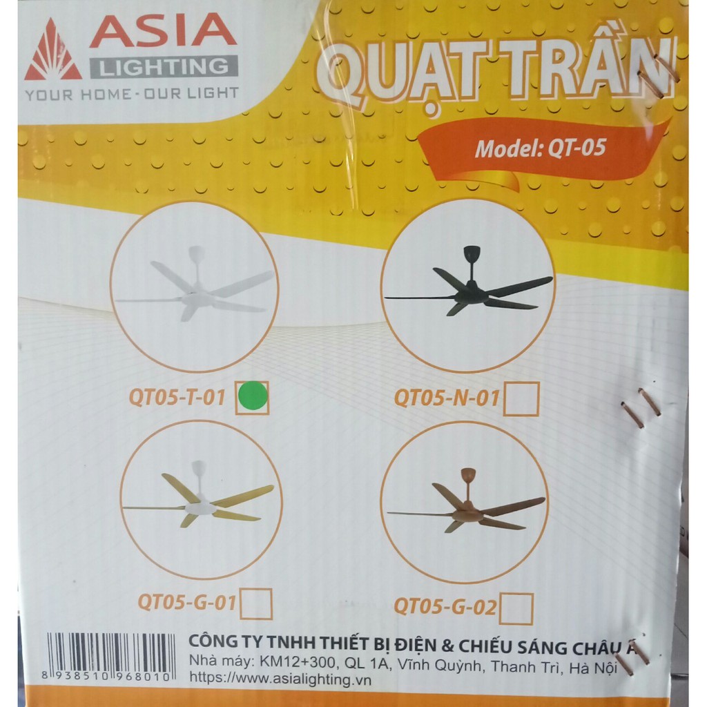 Quạt trần 5 cánh ASIA QT05 chính hãng