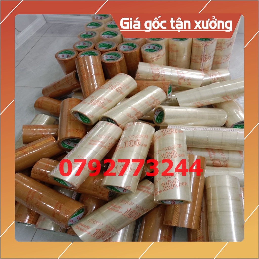Combo 6 cuộn băng keo  trong đục 100 yard, lõi 5li