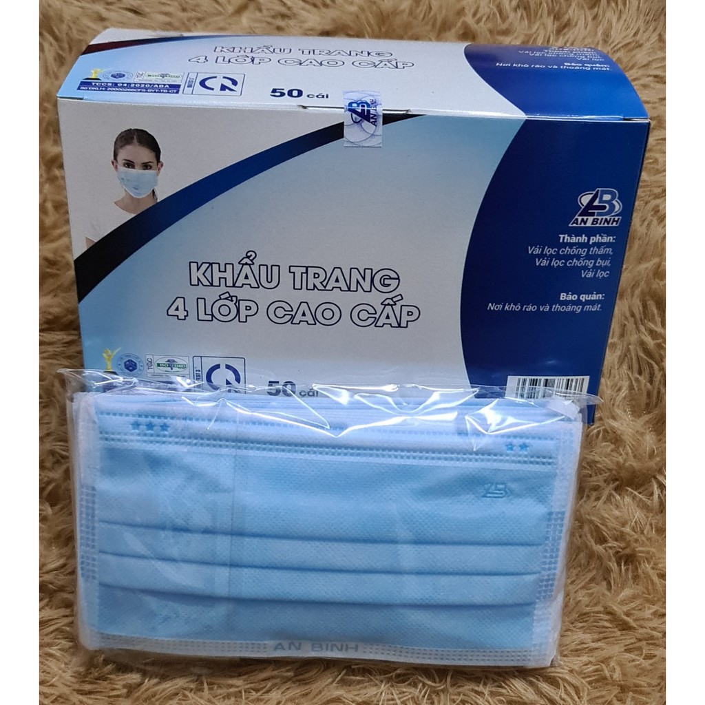 [XẢ KHO 🛵 FREESHIP ] Khẩu Trang Y Tế 4 Lớp Cao Cấp,Hộp 50 Chiếc Khẩu Trang Kháng Khuẩn & Bụi Mịn, Chính Hãng An Bình