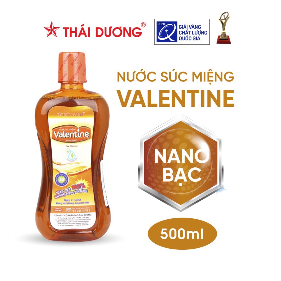 [Chính Hãng] Nước súc miệng Valentine - Sao Thái Dương 500ml - nước súc miệng dược liệu tiêu chuẩn Châu Âu