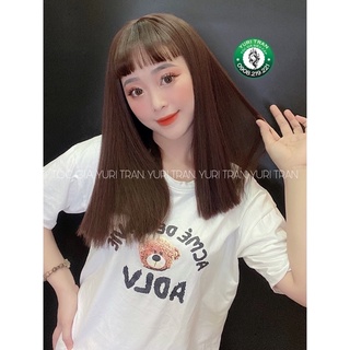 TÓC GIẢ NỮ NGUYÊN ĐẦU YURI TRAN[ảnh thật]-> dáng tóc thẳng ngang 45 choco độc quyền nhà em, đội siêu đẹp tự nhiên