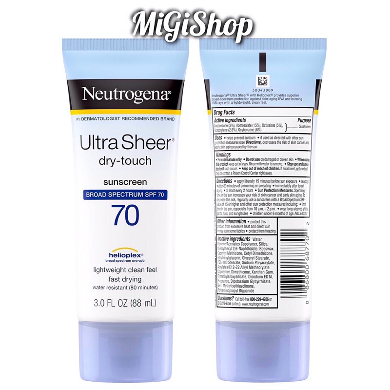 [Hàng Mỹ] Kem Chống Nắng Neutrogena Ultra Sheer Dry Touch Sunscreen