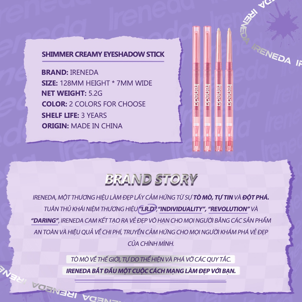 [Hàng mới về] Bút kẻ mắt Ireneda dạng gel lấp lánh chống thấm nước và mồ hôi lâu trôi