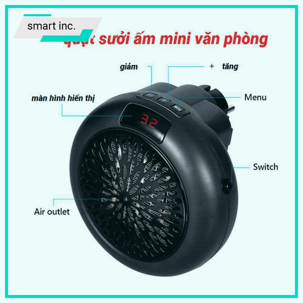 Máy Sưởi Ấm Nóng Văn Phòng 900w 😈FOLLOW😈 Quạt Sưởi Ấm Điều Hòa Mùa Đông Cầm Tay Để Bàn Mini Treo Tường Cắm Điện