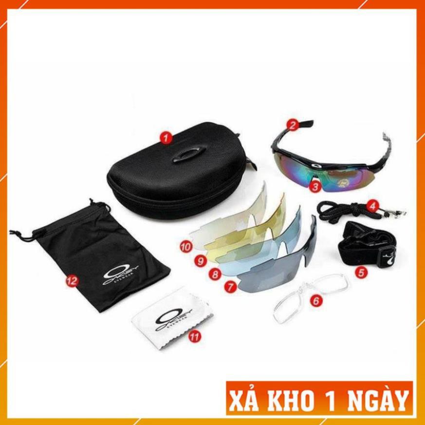 Đổ Sỉ - Bộ kính OAKLEY kính mắt 5 in 1 thể thao - giá đỡ điện thoại - bộ vít mở đa năng - trợ lực tay ga.