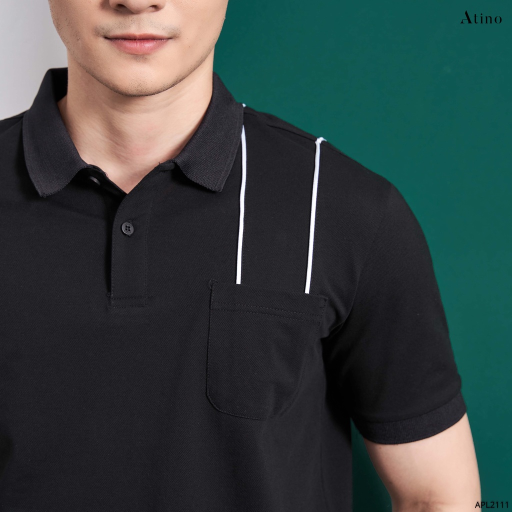 Áo Polo Nam túi ngực POKE ATINO sang trong lịch lãm vải cá sấu Cotton cao cấp chuẩn form APL2111 Trắng | BigBuy360 - bigbuy360.vn