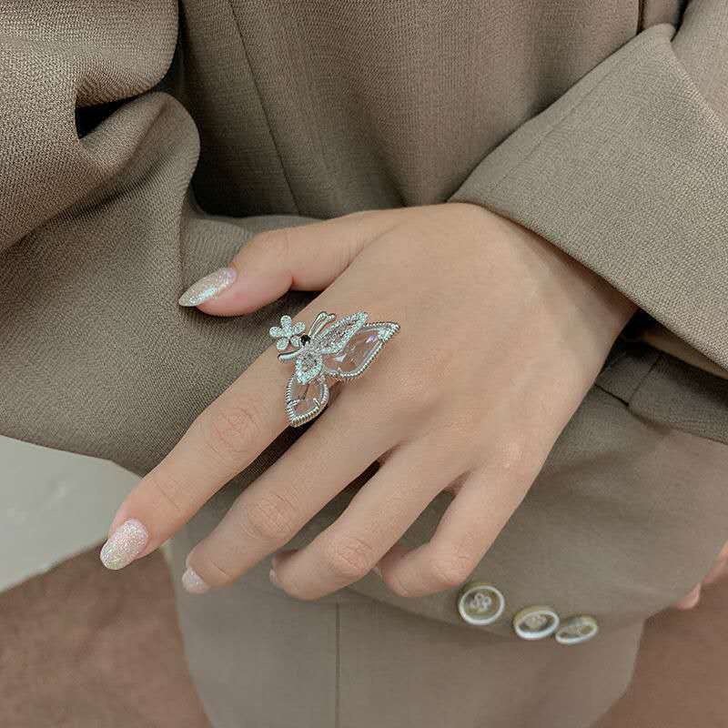 Nhẫn Hở Hình Bướm Đính Đá Zircon Độc Đáo Thời Trang Mới Lạ Lạ Mắt Cho Nữ