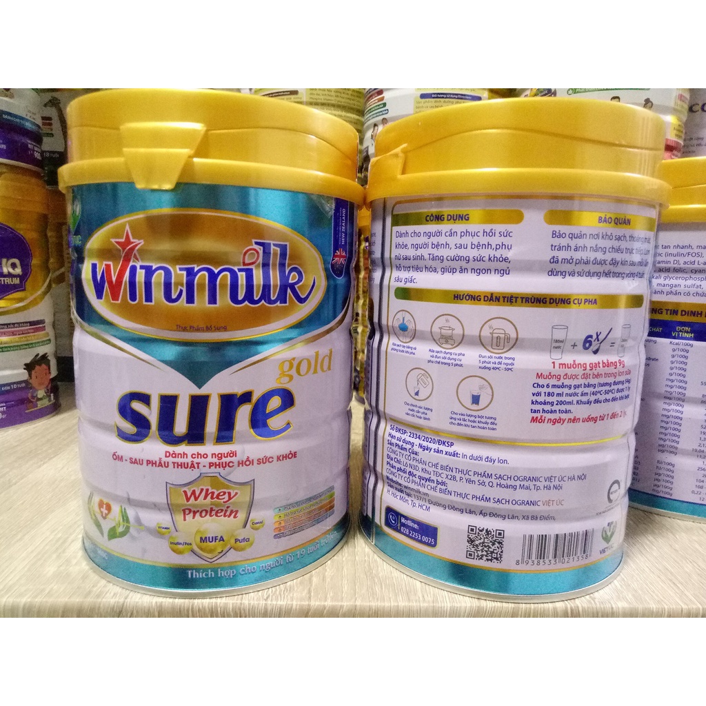 Sữa phục hồi sức khoẻ winmilk sure gold dành cho người bệnh và cần nhanh phục hồi sức khỏe 900g