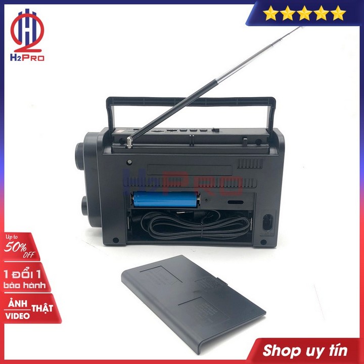 Đài radio đa năng SHUAE SW-555BT H2Pro 8 bands FM-AM-SW1-6, loa bluetooth-USB-Thẻ nhớ-đèn pin (1 chiếc)