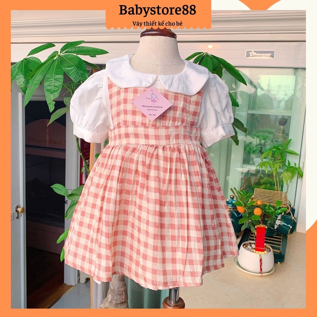 Đầm cho bé gái sơ sinh, 0,1,2,3,4,5,6,7,8 tuổi Babystore88, Váy bé gái cộc tay mùa hè hàng thiết kế V30