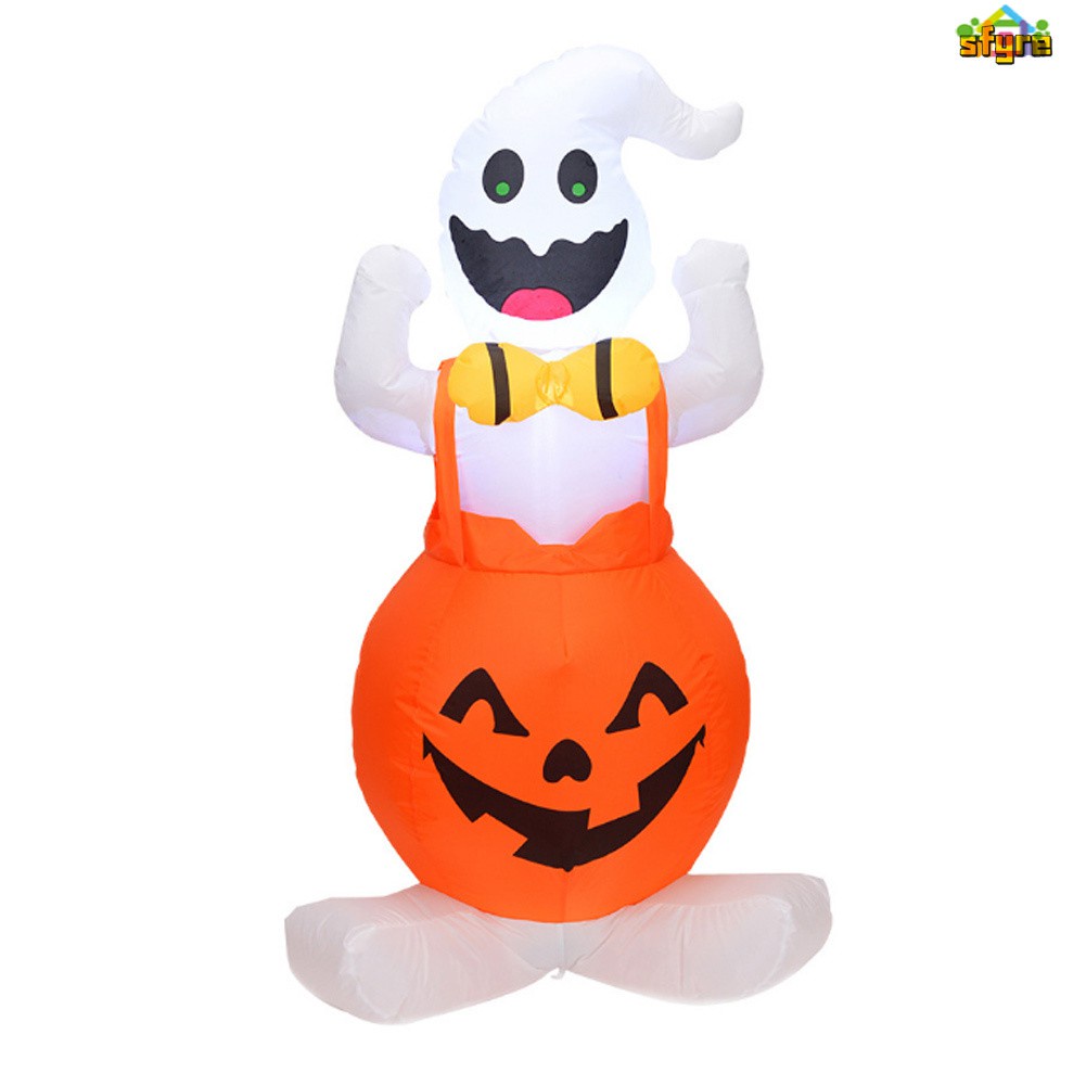 【COD】 Halloween Inflatable Blow up Ghost Pumpkin with LED Light 1.2m for Outdoor Yard Decor