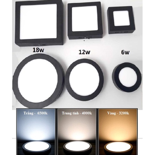 ĐÈN LED ỐP TRẦN NỔI VIỀN TRẮNG, VIỀN ĐEN, VIỀN GỖ 3 CHẾ ĐỘ sáng 12W-18W-24W
