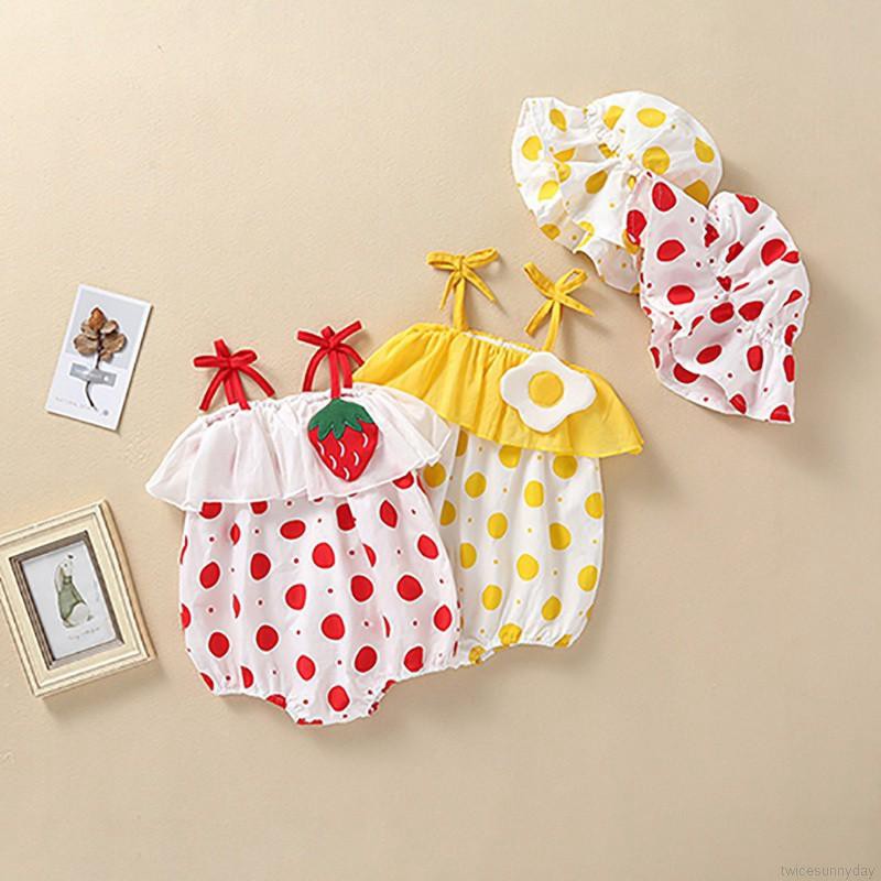 Bộ áo liền quần chấm bi xinh xắn cho bé gái