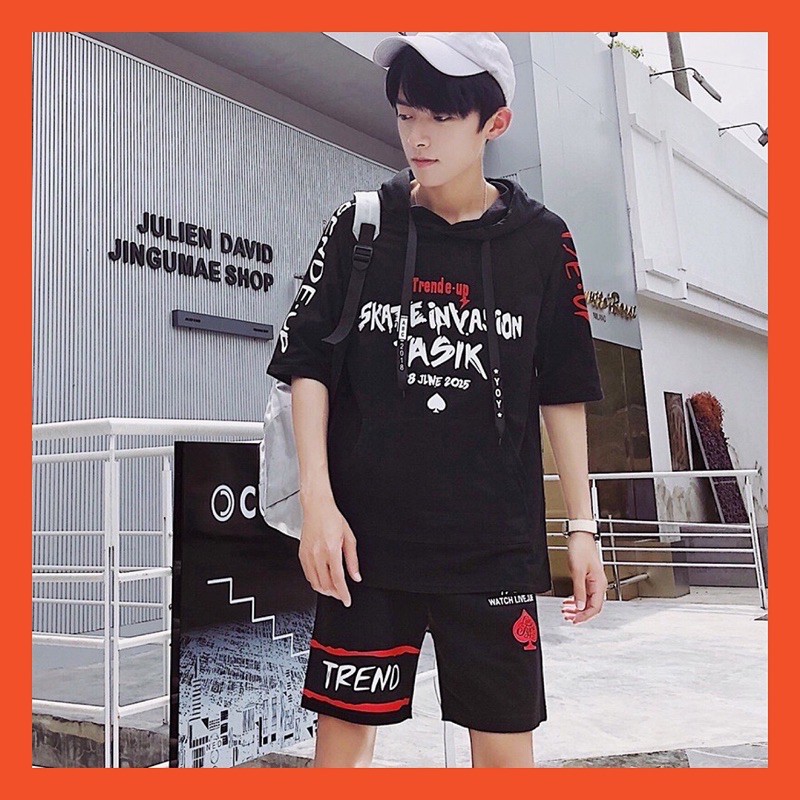 [ Siêu Đẹp !!] Bộ quần áo thể thao nam SKIT Có Mũ , bộ mặc nhà, bộ tập gym, bộ hè nam