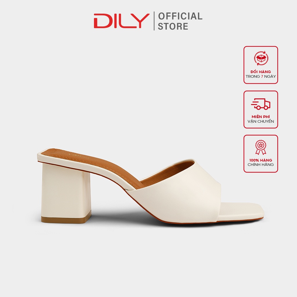 Dép guốc nữ gót vuông quai ngang basic tiện lợi DILY cao 5cm_AA0325