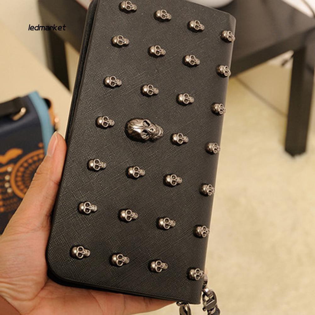 Ví da dáng dài trang trí đầu lâu phong cách cổ điển | BigBuy360 - bigbuy360.vn