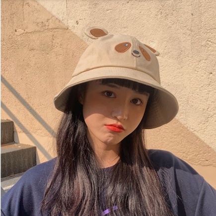Nón Tai Bèo Chống Nắng Họa Tiết Tai Gấu Dễ Thương Cho Nữ
