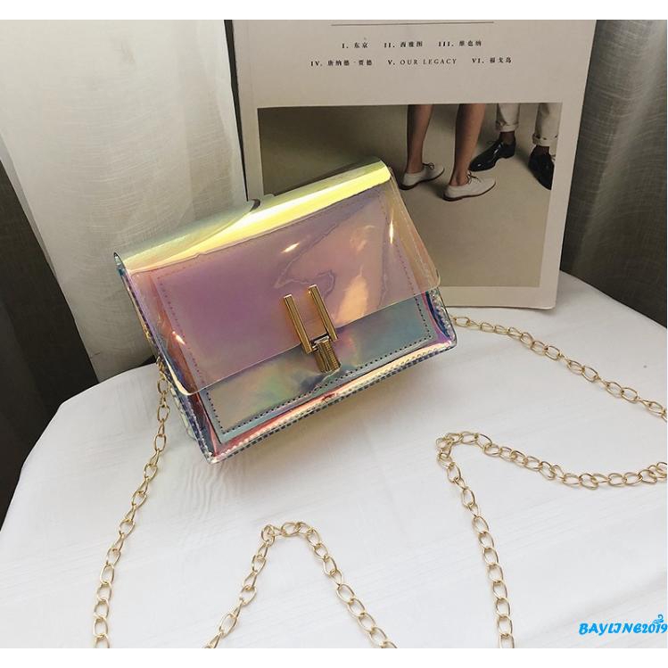 Túi nữ đeo chéo màu laser thời trang