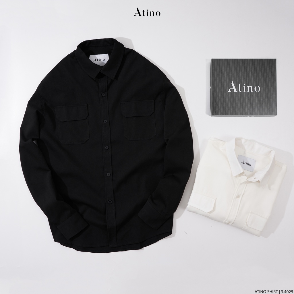 Áo Sơ Mi Dài Tay Nam Trơn ATINO Vải Cotton mềm mịn thoáng mát Form Regular SM3.4025