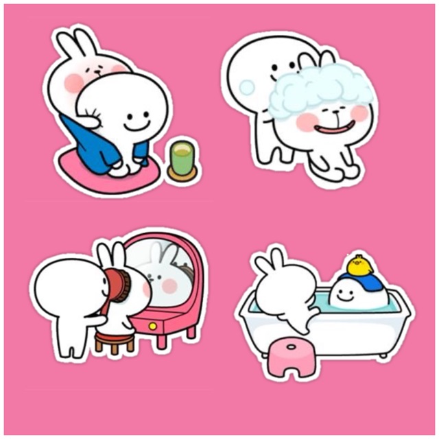 [STICKER 1K] SET 50 STICKER THỎ CUTE SIÊU CHẤT DÁN TRANG TRÍ ĐT LAPTOP VALI TƯỜNG TỦ KỆ MŨ BẢO HIỂM XE MÁY NOTEBOOK