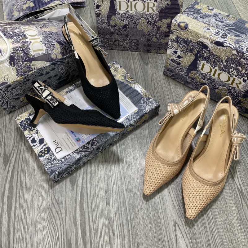 Sandal cao gót mũi nhọn vải ren cao cấp 2 màu