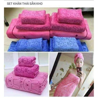 Sét 3 khăn tắm+ khăn gội+ khăn mặt thái lan 1m