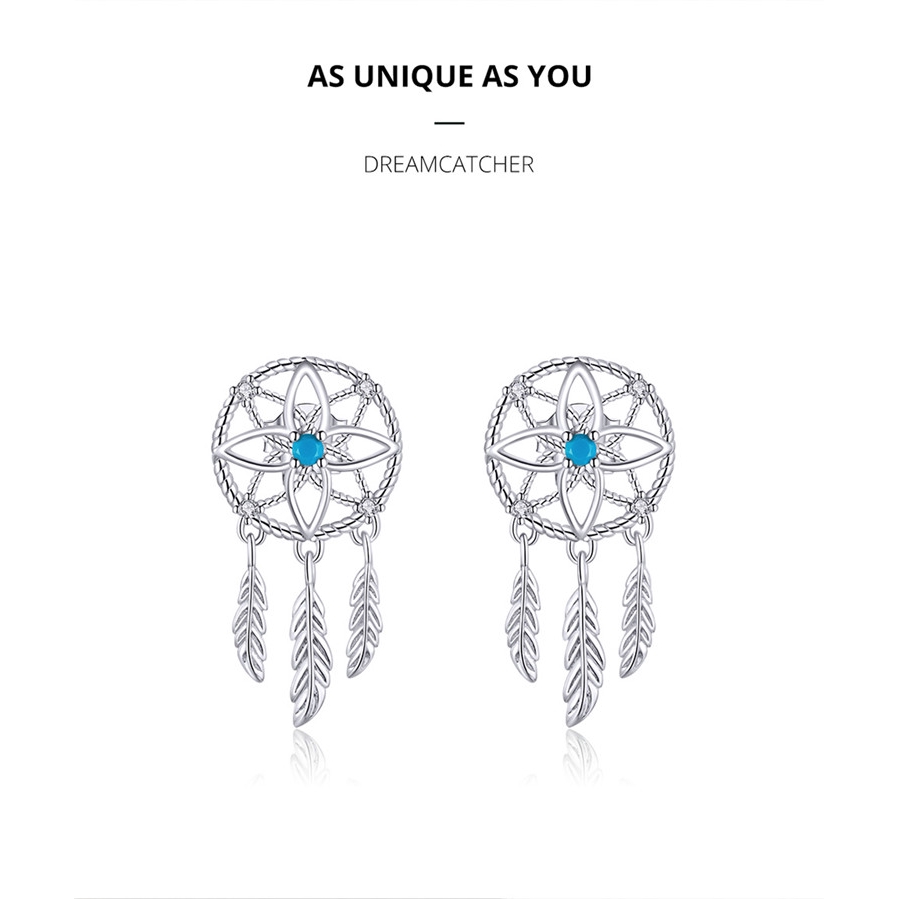 Khuyên Tai Bamoer BSE339 Từ Bạc 925 Hình Dreamcatcher