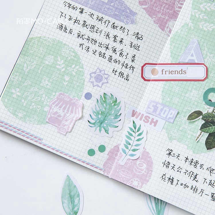 [HD43] Bộ 45 hình dán sticker Hình Lá trang trí sổ tay DIY phong cách Nhật