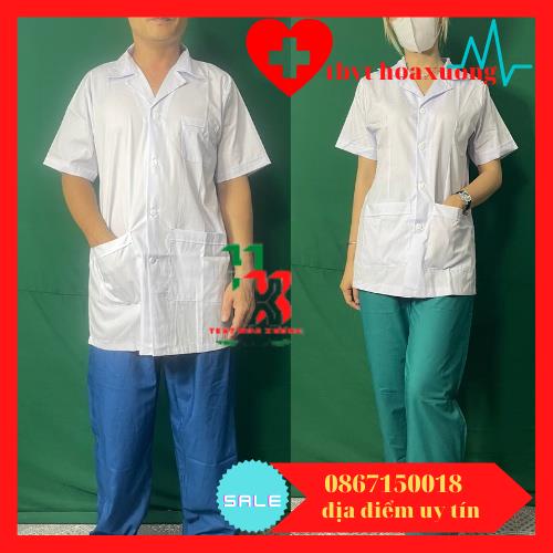 Áo Y Tá - Ao Dược Sĩ - Áo Blu Nam,Nữ Cộc Tay Thân ngăn Thon Gọn [Chuyên Dùng Trong Y Tế, Trường Học, Thẩm Mỹ Spa..]