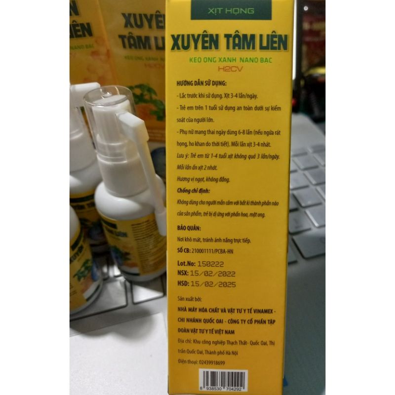 Xịt họng xuyên tâm liên