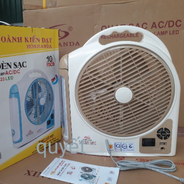 ( 2 BÌNH ẮC QUY)QUẠT SẠC TÍCH ĐIỆN HONJIANDA HJD FL 223 TÍCH HỢP CỔNG XẠC ĐIỆN THOẠI MÀN HÌNH LES  9 tốc độ gió