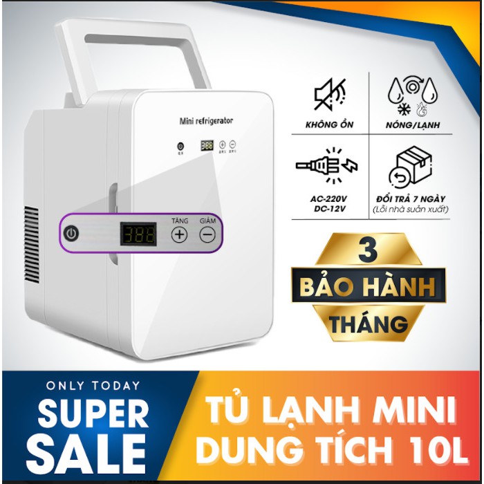 [ BẢO HÀNH 1 ĐỔI 1] Tủ lạnh mini 10 lít có hiện thị nhiệt độ dùng cho gia đình và ô tô 2020