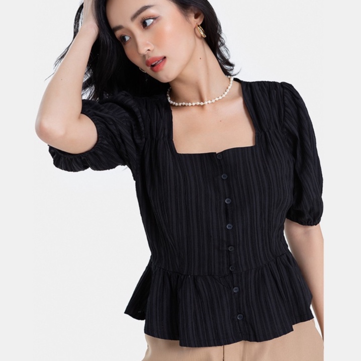 Áo Kiểu Cổ Vuông HNOSS Tay Phồng HNAKI042