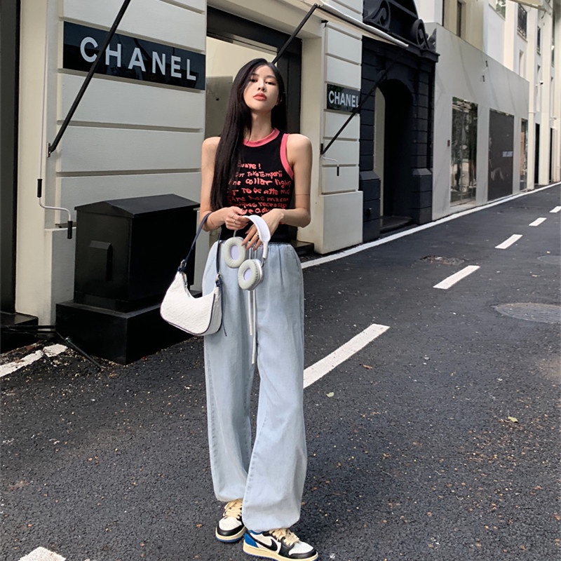 Áo Hai Dây Dáng Ôm In Chữ Thời Trang Mùa Hè