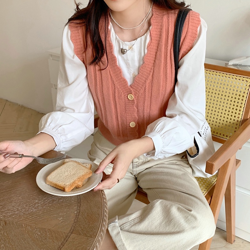 Áo khoác ghi lê dệt kim phong cách Hàn Quốc thời trang mùa thu cho nữ