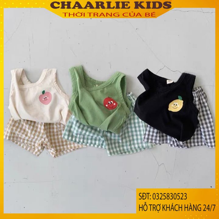 Bộ Quần Đùi Áo Ba Lỗ Trái Cây Cho Bé Tai Và Bé Gái Chất Cotton Chaarlie Store