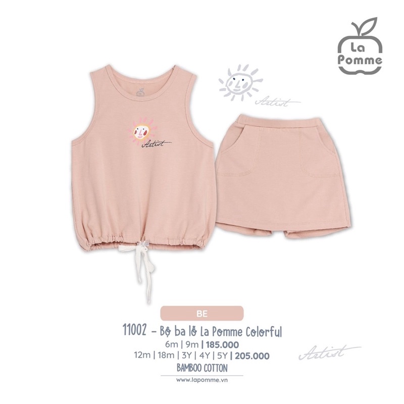 Bộ ba lỗ La Pomme Caro Babydoll, Bộ Họa Tiết Bé Gái thời trang mùa hè cao cấp