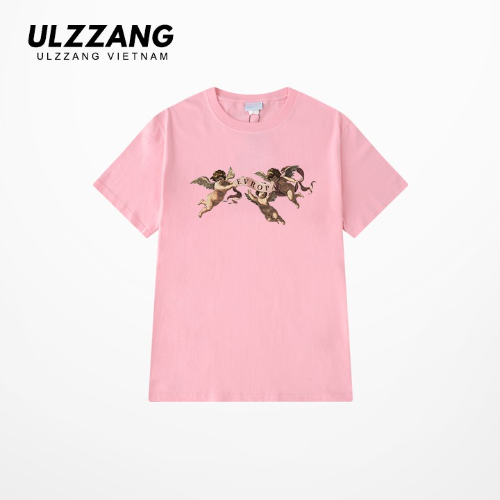 Áo thun tay lỡ ULZZANG cotton dáng unisex form rộng in hình angel evropa | BigBuy360 - bigbuy360.vn