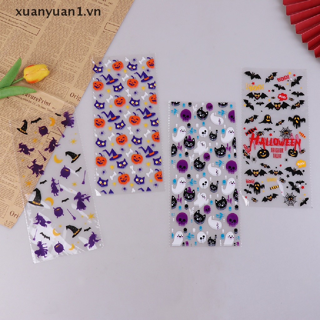Set 50 Túi Nhựa Đựng Kẹo Phong Cách Halloween Cho Bé