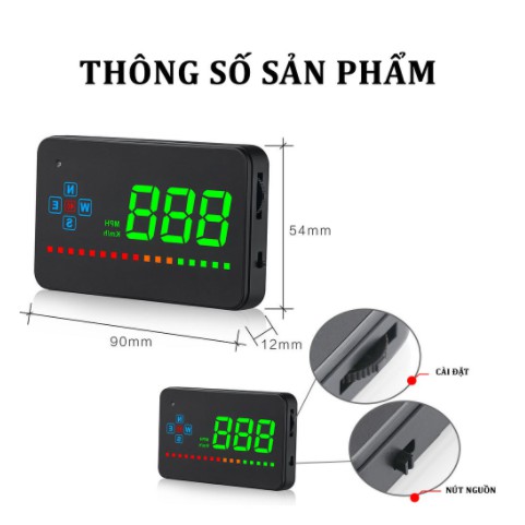 HUD Ô Tô Hiển Thị Tốc Độ Trên Kính Lái – HUD A200