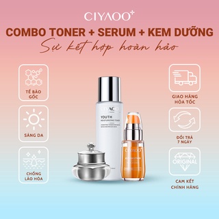 Combo dưỡng trắng da hoàn hảo serum & nước hoa hồng & kem sâm ciyaoo 30ml + 220ml + 10g