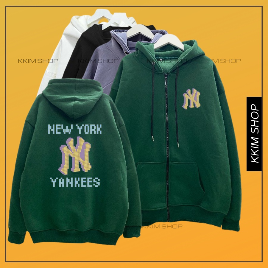 Áo KHOÁC Nỉ HOODIE Dây Kéo NY form rộng oversize, Áo hoodies ZIP MLP XANH LÁ unisex nam nữ chất liệu Nỉ bông cao cấp