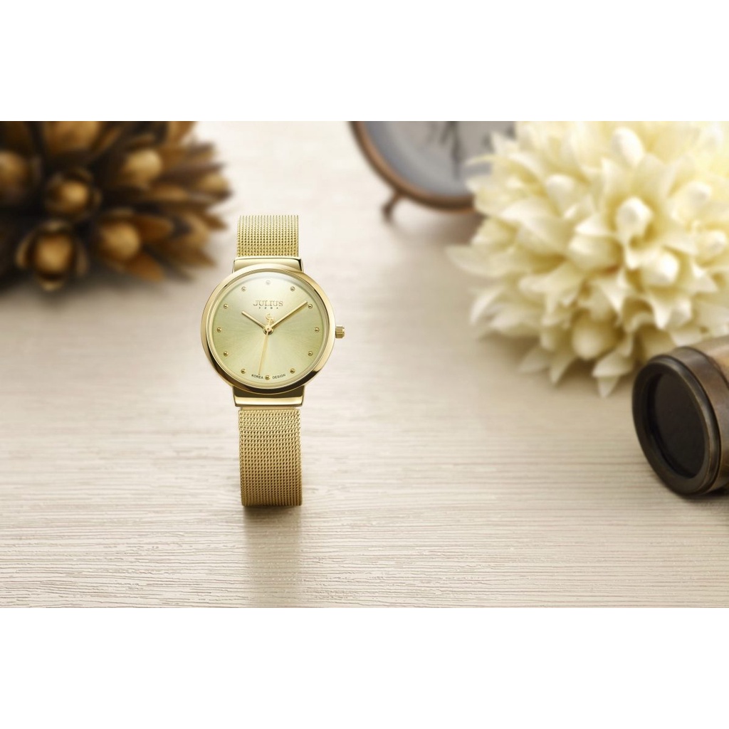 Đồng Hồ Nữ JA-426LA Julius Hàn Quốc Dây Thép (Vàng)