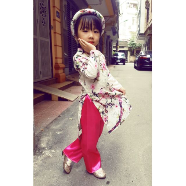 Áo Dài BG Gấm Hoa Đào