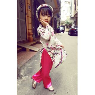 Áo dài bg gấm hoa đào