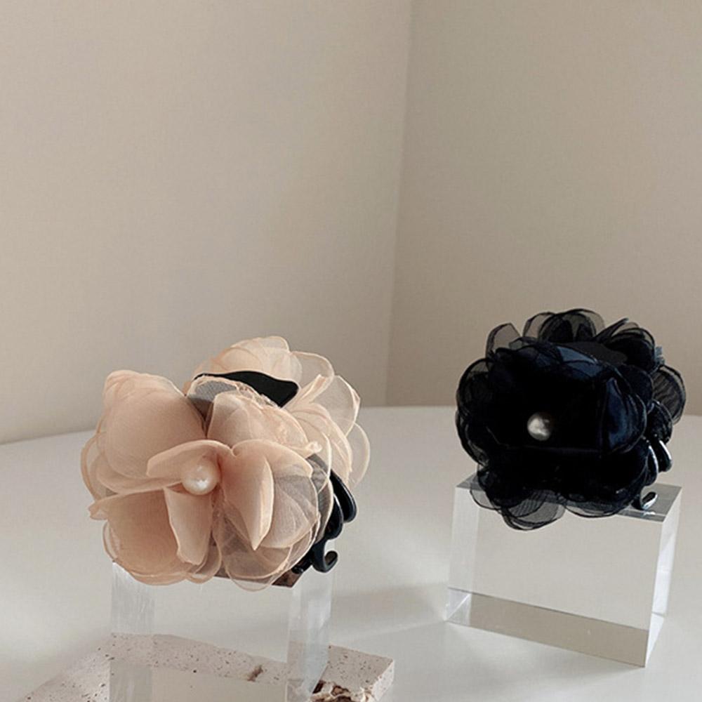 NEEDWAY Hair Clip Elegant Fashion Camellia Yarn Lady Crab Clip