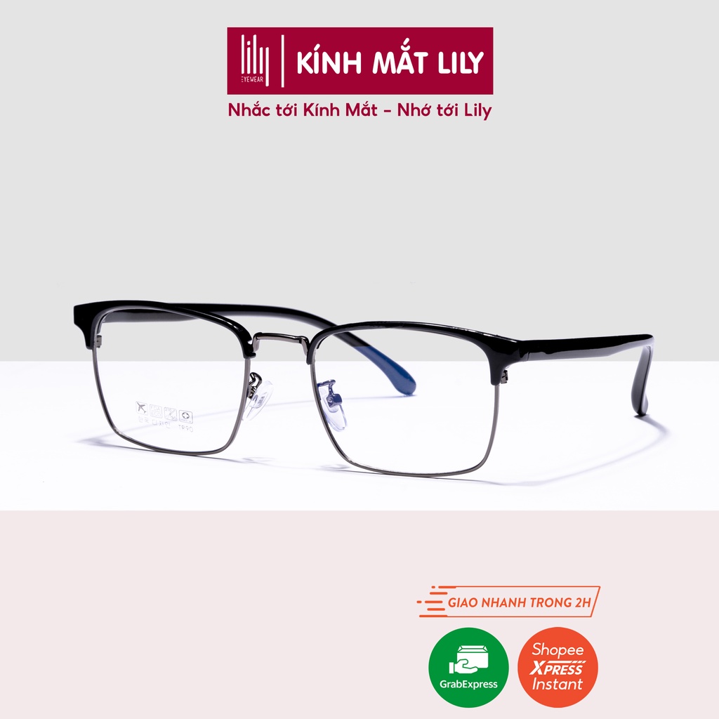 Gọng kính cận kim loại nam nữ LILYEYEWEAR mắt vuông cơ bản dễ đeo màu sắc thời trang 770